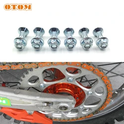 OTOM Motorcycle M8x1.25 Sprocket Bolt Nuts Set Japan Off-road Car Chain Plate Chainwheel Screws For YAMAHA SUZUKI HONDA KAWASAKI