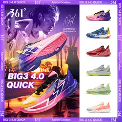 361 Degrees BIG3 4.0 Quick Men's Basketball Sports Shoes Wear-Resistant Non-Slip Mesh Breathable Low-Cut Sneaker Male 672411122