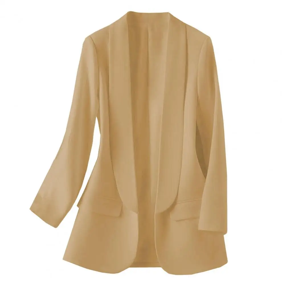 Blazer à Revers et Manches sulfpour Femme, Veste Élégante à Patte Frontale Ouverte avec Poches à Rabat, Adaptée au Travail et au Bureau, Nouvelle Collection 2024