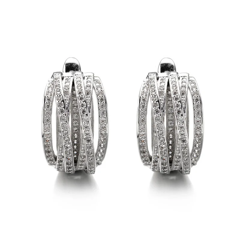 14K Gold Valuable High Carbon Diamond Hoop Earring Party Wedding Earrings for Women Bridal Engagement Jewelry Gift - view 4