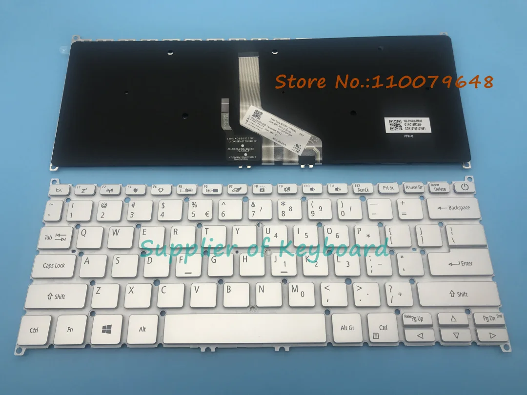 For ACER Swift 5 SF514-51T SF514-52T SF514-52TP SF514-55GT SF514-55T SF514-55TA English Keyboard Silver/White/Black/Gold Backlit