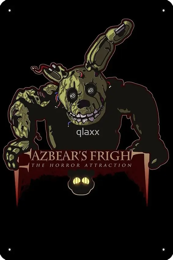 Fazbear's Fright: The Horror Attraction Poster 8 x 12 Inch Funny Metal Tin Sign Game Room Man Cave Wall Decor