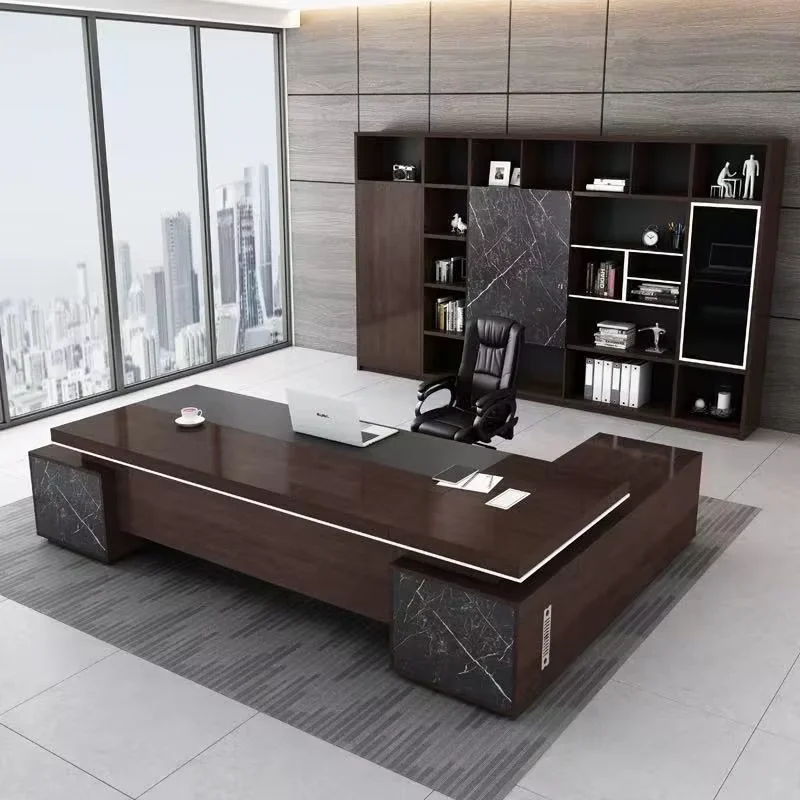 

Modern Office Executive Desk Classic L-Shaped Boss Desk for Home Dining School or Bedroom Use