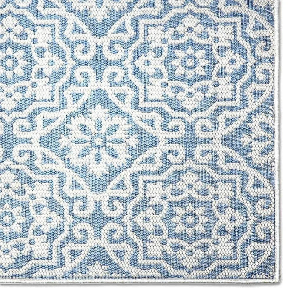 New York Patio Country Danica Transitional Geometric Indoor/Outdoor Area Rug, Blue/Grey, 5'2x7'2