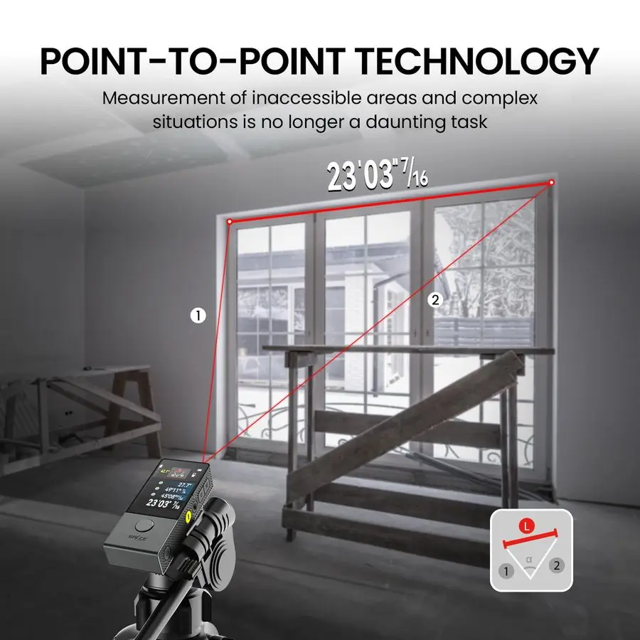 330ft Smart Laser Tape Measure amp Digital Ruler D9 PRO IPS Touchscreen, AppSync, Visual Aligning Indicator, P2P, Live Angle Dis