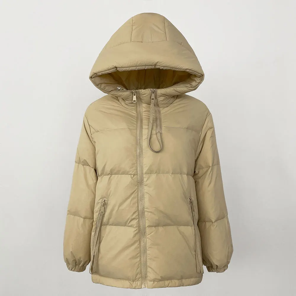 2024 Commuting Thickened Down Jacket Jacket Women Autumn Winter Warm Hooded Filled with White Duck Down Loose Casual