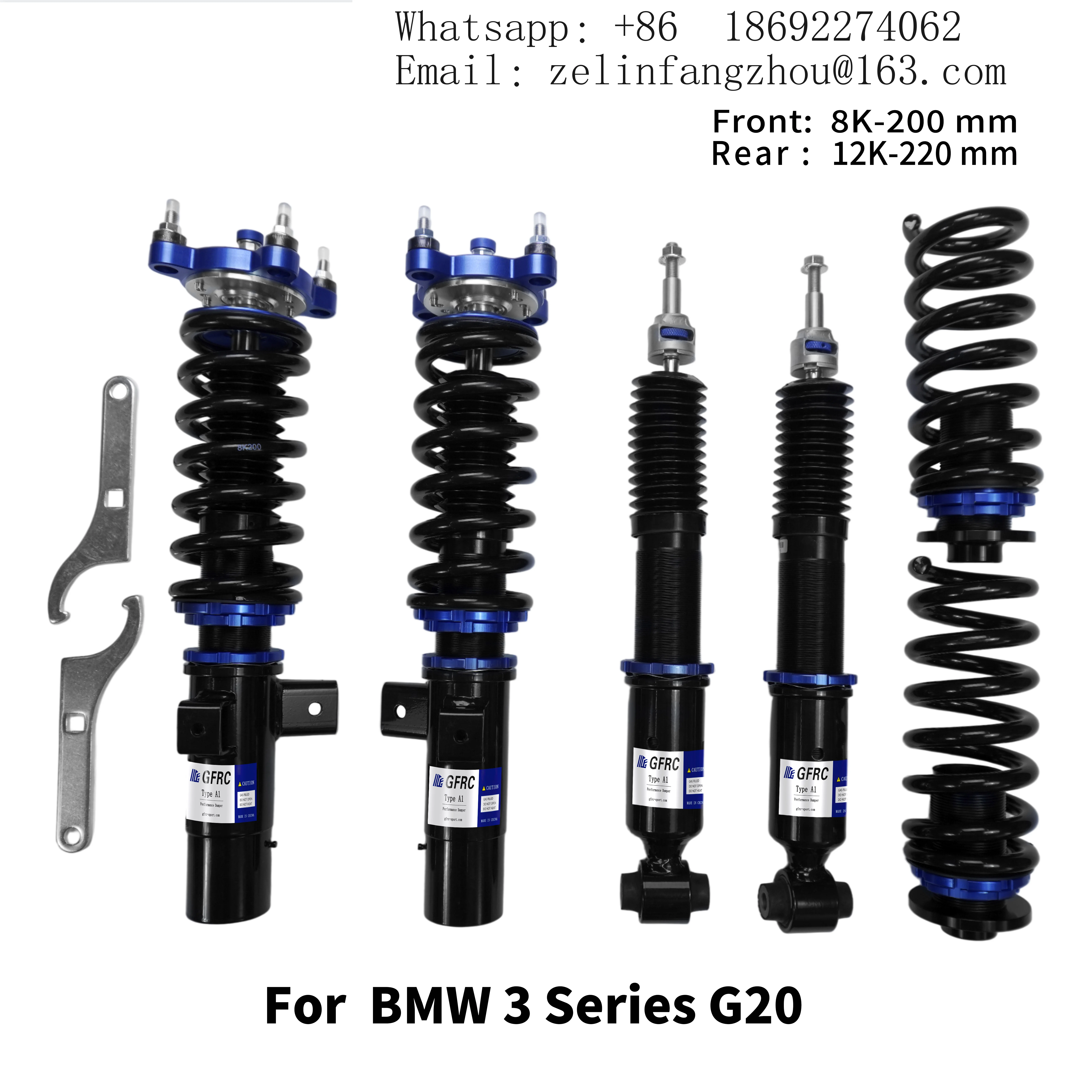 Monotube Coilover Suspension Kit for BMW 3 Series G20 2019-2025 Height Damping Adjustable Shock Absorber Upgrade Set