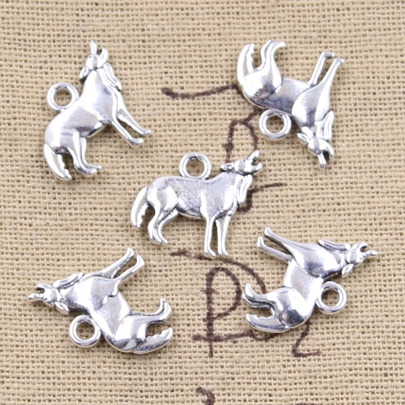 30 sztuk Charms ryczący wilk 15x17mm antyczne srebro kolorowe wisiorki naszyjnik DIY rzemiosło dokonywanie ustaleń Handmade biżuteria tybetańska