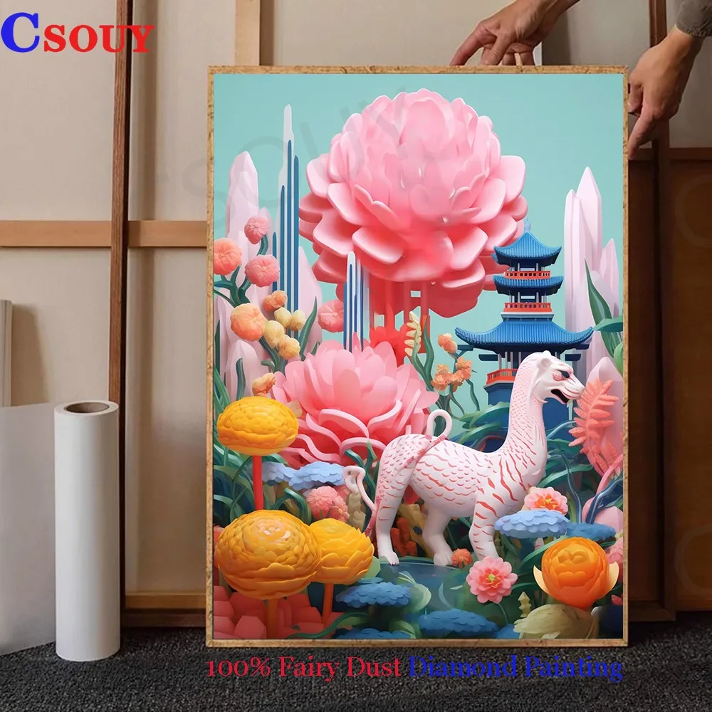 

100% Набор для вышивания алмазной мозаикой «Волшебная пыль»: цветы и животные, квадратная вышивка, домашний декор, рукоделие, кристаллы