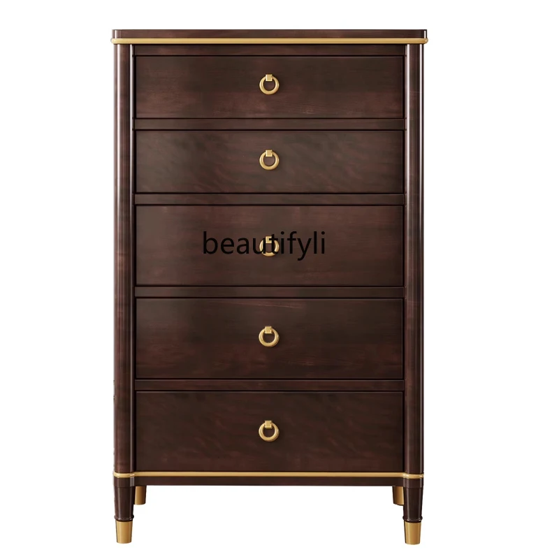 

American style, solid wood chest, bedroom bedside cabinet, light luxury storage chest