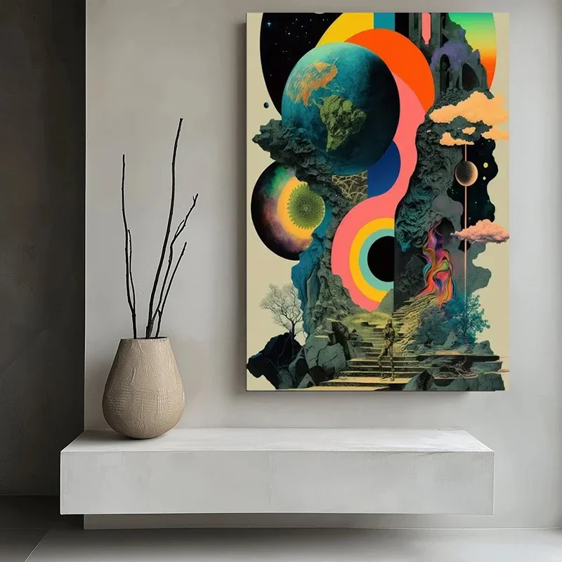 Abstract Colorful Fantastical Landscape Poster and Prints Canvas Painting Wall Art Picture for Living Room Home Decor Cuadros