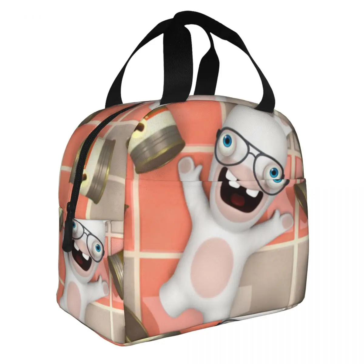 Food Lunch Bag R-Rabbids Invasion For Women Men Adults Oxford For Outdoor Lunch Box Bag Aluminum Foil Insulation