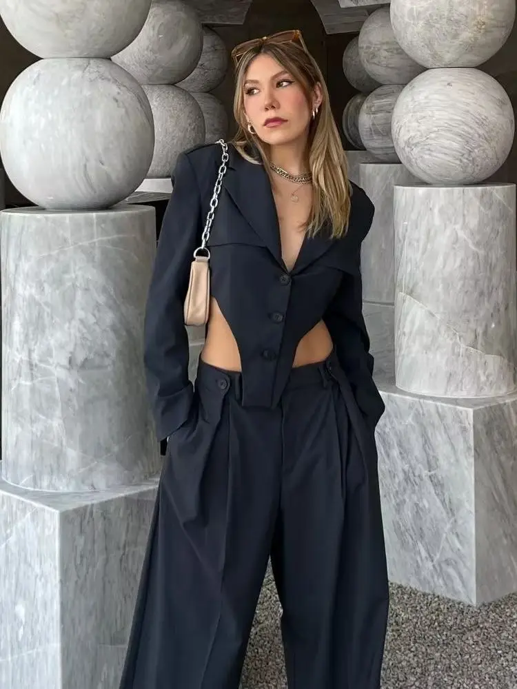 2024Damespak Tweedelige Set Chique En Elegante Vrouwenset Mode Dames Trendy Blote Blazer Casual Broekpak ensemble femme 2 pièces