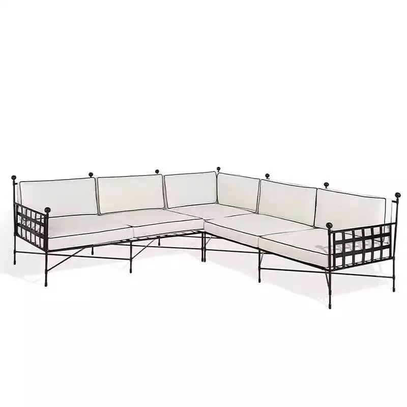 Outdoor Stainless Steel Sofa Hotel Outdoor Homestay Waterproof Sunscreen Leisure Iron Sofa Chair Combination