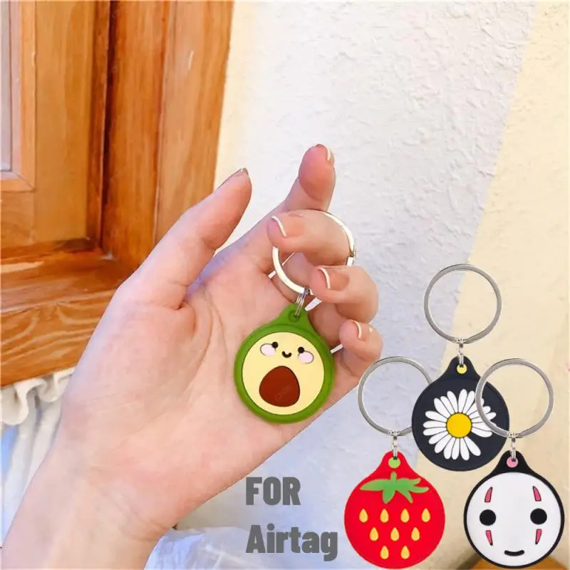 Kawaii AirTag Keychain Case Cover Cute Cartoon Silicone Protector for Apple Locator Tracker Cover Anti-lost Sleeve for Air Tag