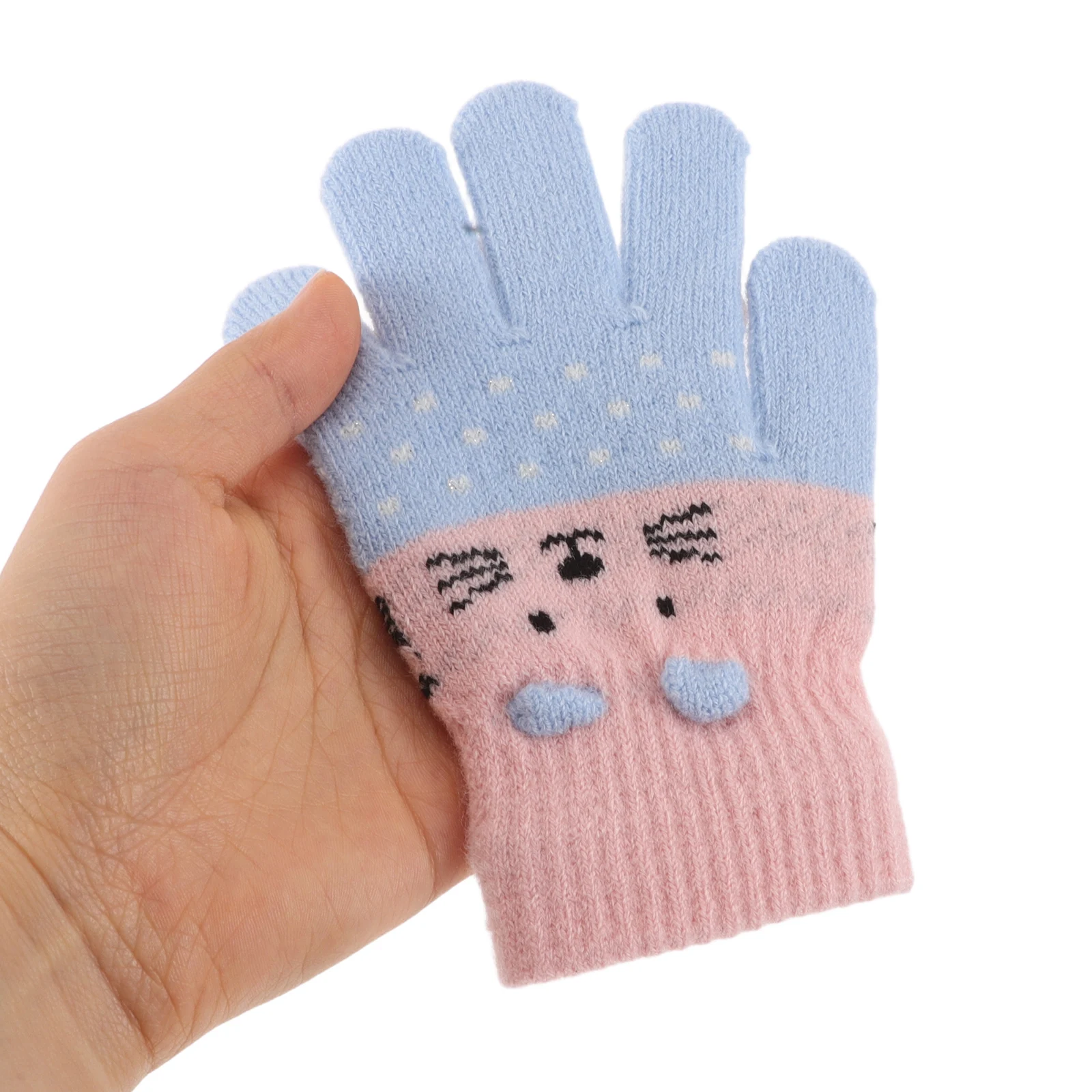 

3 Pairs Winter Gloves Skating Kitten Warm Acrylic Hand Warmers Mittens Knitting