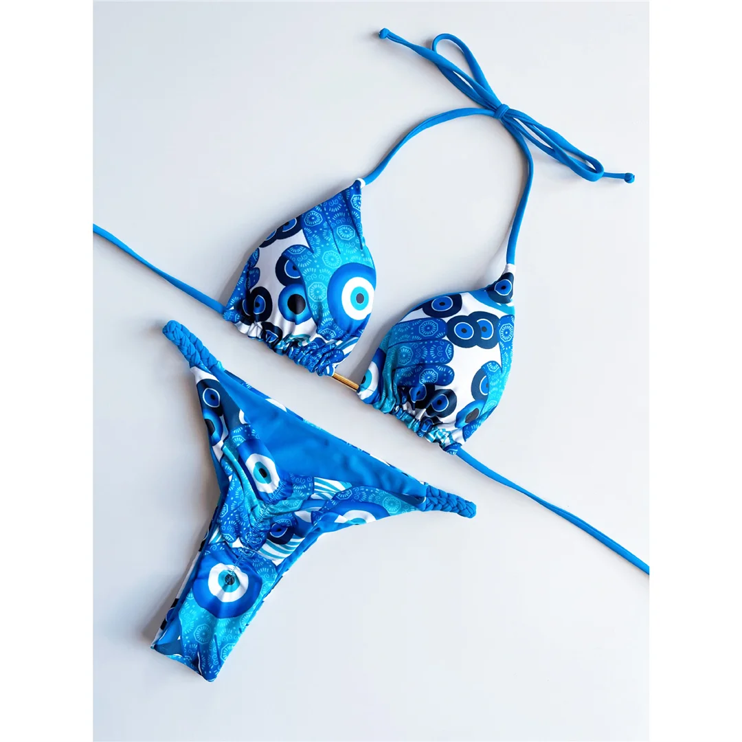 Leopardmuster-Bikini mit Neckholder und Scrunch-Effekt am Po, Damen-Badebekleidung, zweiteiliger Bikini-Set, Badeanzug, Badebekleidung, Schwimmbekleidung V4444SW – Detail 17