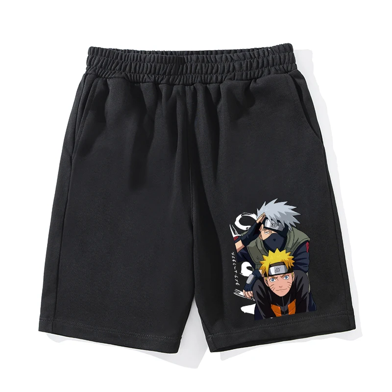 Pantaloncini da uomo e da donna di collaborazione Naruto Pantaloncini sportivi da corsa per fitness casual stampati in puro cotone di alta qualità