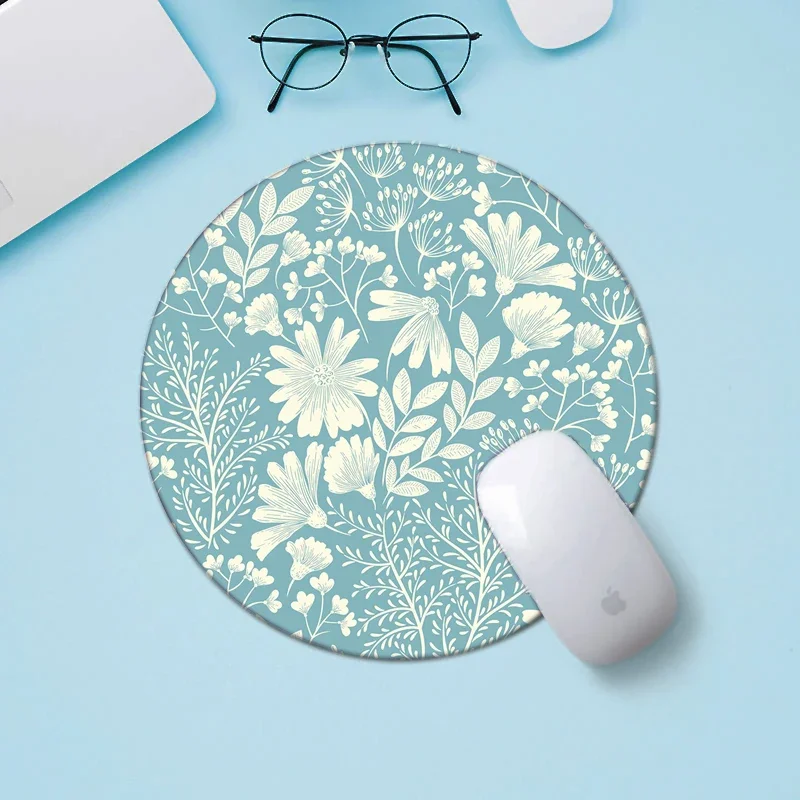 2024 Round Mouse Pad Cute Flower Customized Premium Textured Mouse Mat Non-Slip Rubber Base Small Mousepad Washable Mousepads