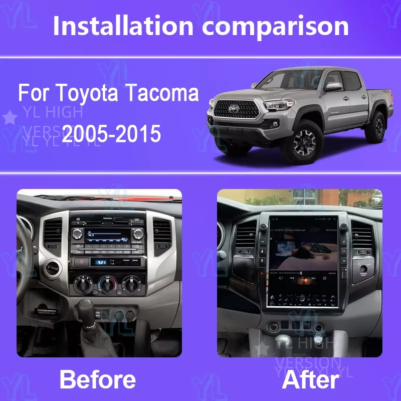 YL 13 بوصة أندرويد 13 شاشة Qled لتويوتا تاكوما 2005-2014 نظام تحديد المواقع Carplay الملاحة راديو السيارة مشغل وسائط متعددة وحدة رئيس ستيريو