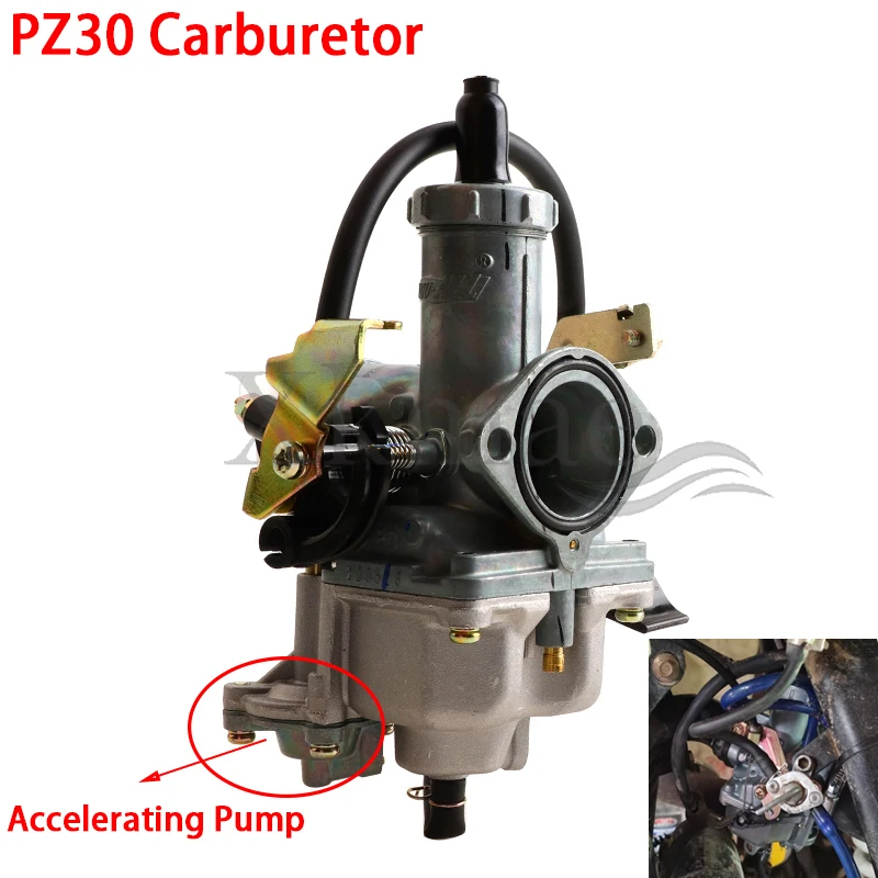 

PZ30 30mm Carburetor Accelerating Pump Cable Choke Carb PZ30B + Dual throttle cable Kit for ATV Dirt Bike Pit Quad 200cc 250cc