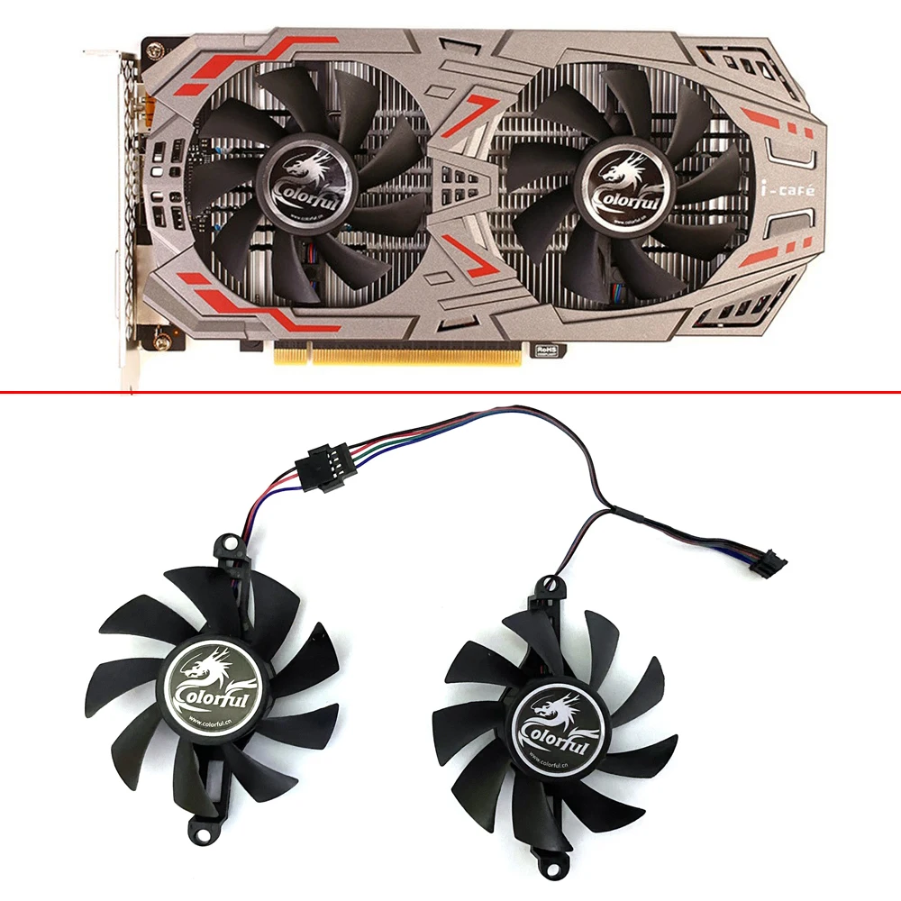 

2PCS 75mm 12V 4PIN GTX1050 GTX1050 TI GPU FAN For Colorful GTX 1050 GTX 1050 TI Smart Shark GTX960 GTX950 GTX1060 Cooling Fans