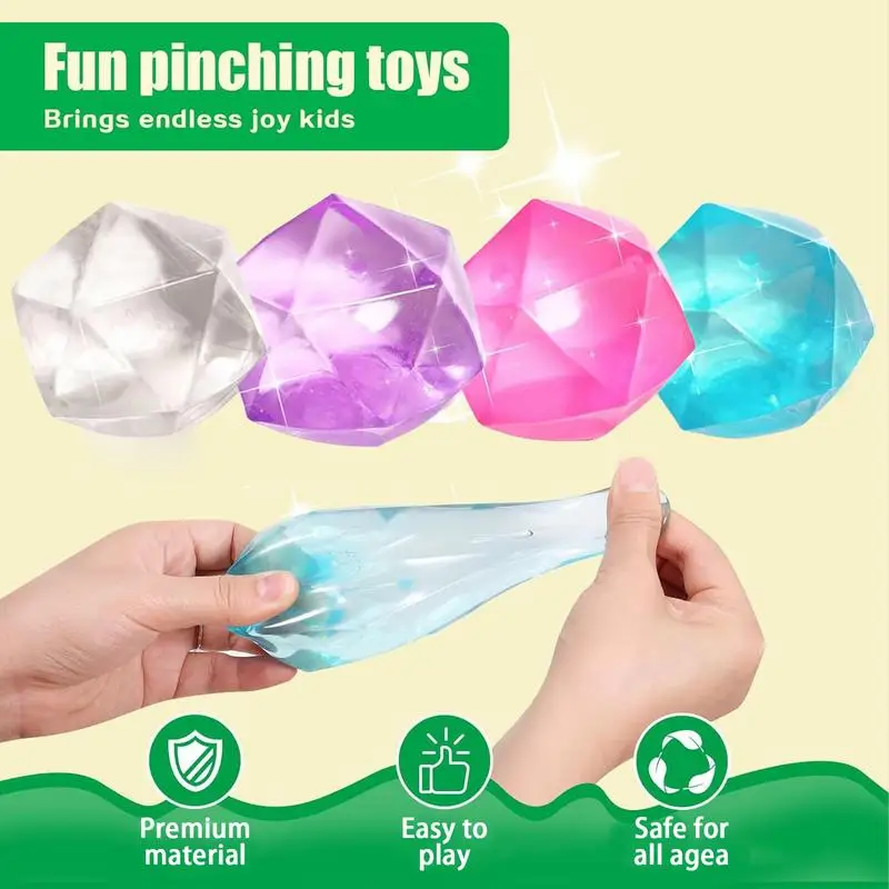 

Diamond Ice Cube Toys Party Favors Stress Ball Soft Squishys Anxiety Squeezy Sensory Cubes Toy for Kids Adults ADHD Autism