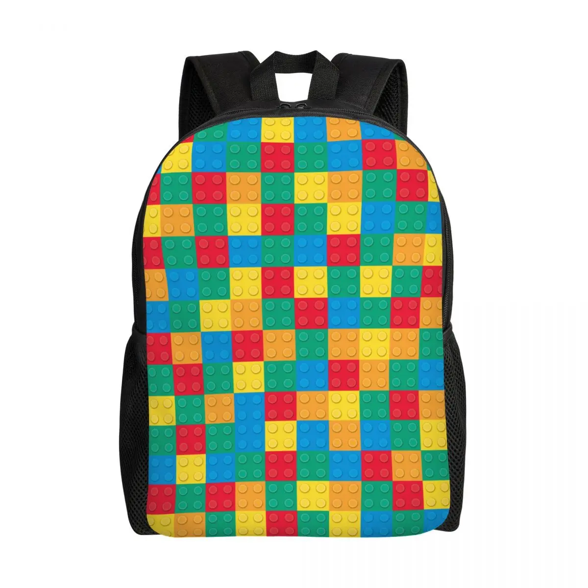 Custom Colorful Building Plastic Brick Toy BlocksBackpacks for Men Women Waterproof College School Bag Printing Bookbags