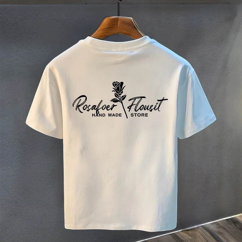 

High quality cotton short-sleeved t-shirt men's summer 2025 new loose letter printed casual American trendy fashion casual
