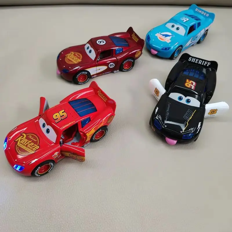 Disney Toy Story 3 Model Car Lightning Mcqueen Metal Diecast With Lights Inertial Pull-Back Wheel Spit Out Your Tongue Cars Toys