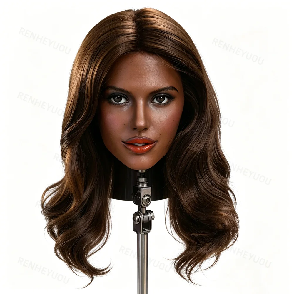 

Customized silicone head model, 1:1 scale black skin head sculpture, suitable for doll accessory collection and display