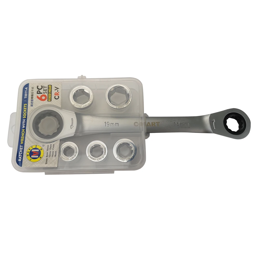 

L # 8mm 10mm 12mm 13mm 14mm 17mm 19mm Fixed Head Socket Ratchet Wrench Set Socket Ratchet Wrench