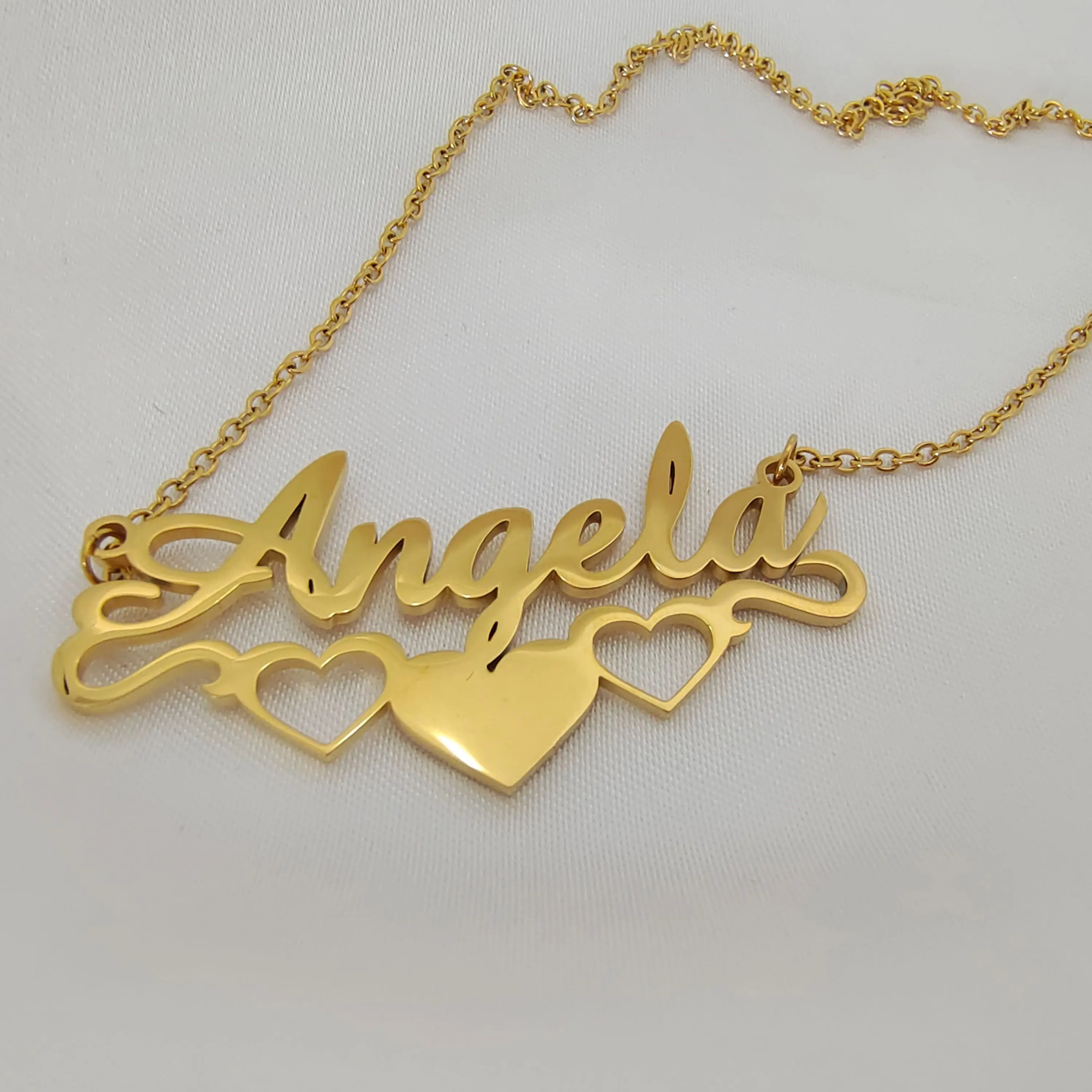 Customized Name Personalized Hollow Heart Custom Necklace For Women Stainless Steel Chain Custom Letters Pendant Jewelry Gifts