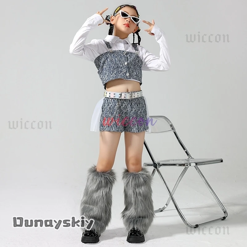 Танцевальная одежда в стиле хип-хоп для девочек, одежда для концертных выступлений, костюм Kpop для джазовых танцев, топы, шорты, детская дневная одежда