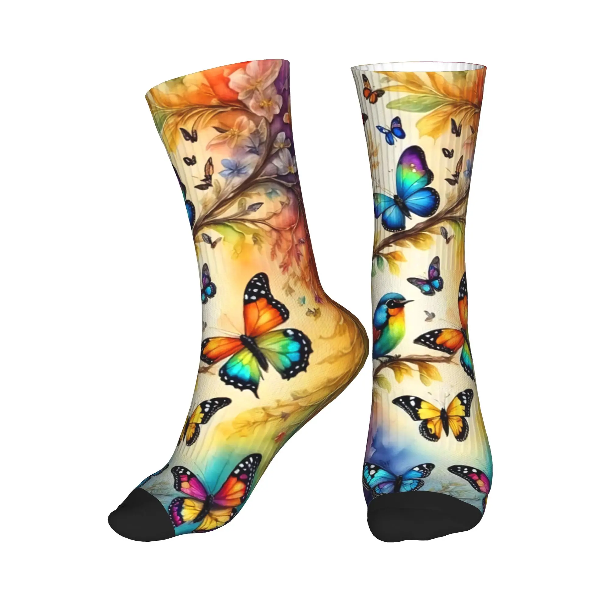 

Cute Men's Colorful Butterflies Dress Socks Unisex Warm Comfortable 3D Print Crew Socks