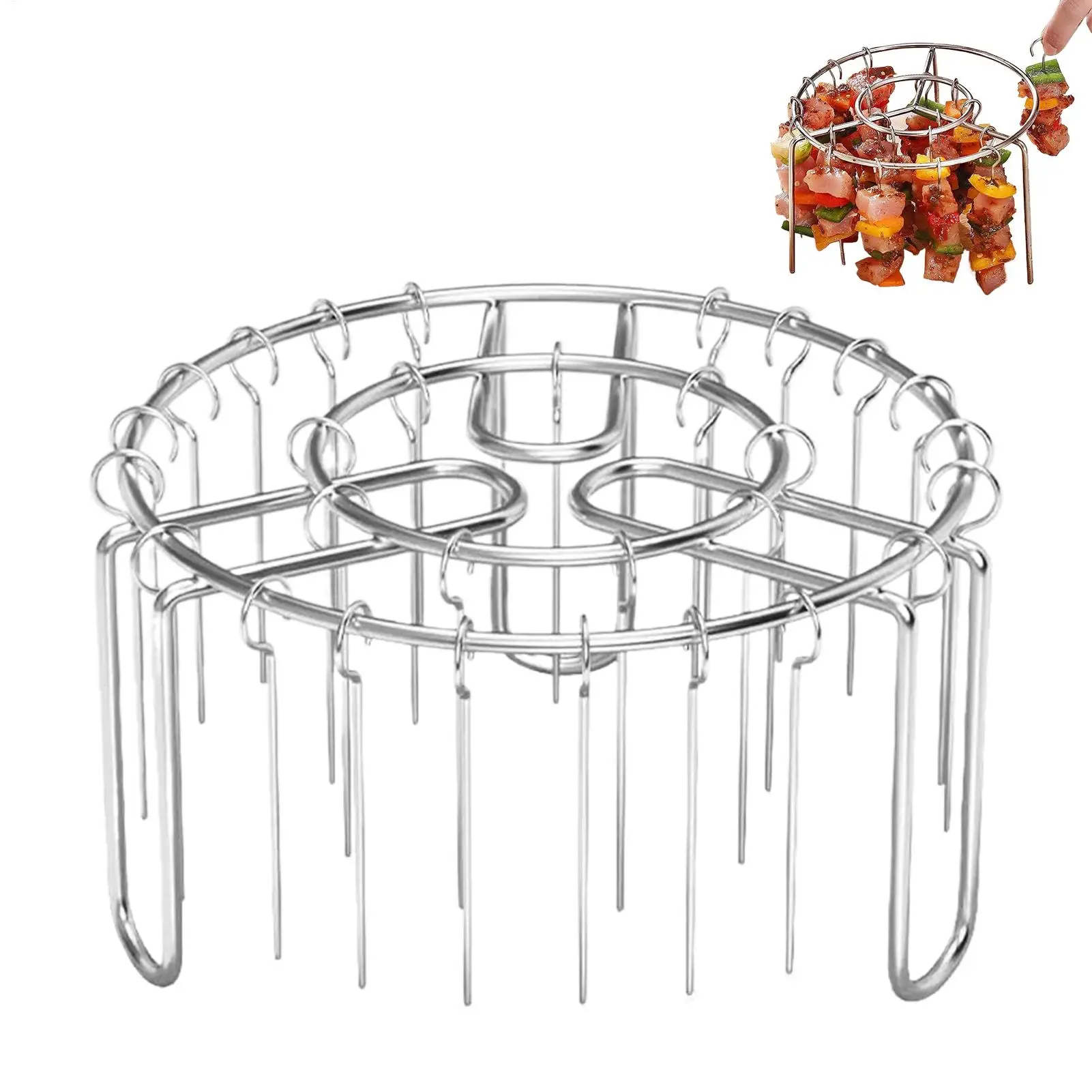 Antihaftbeschichteter, wiederverwendbarer Ofenständer, Luftfritteusen-Spießständer, vertikaler, hitzebeständiger Edelstahlspieß, rostfrei, vertikaler Luftfritteusen-Grill