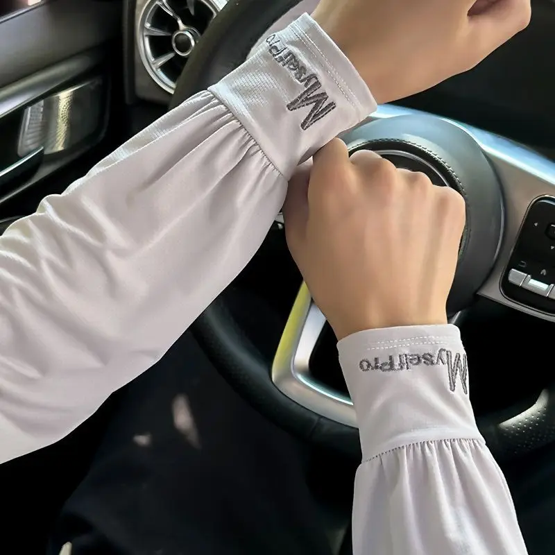 1/2 Pair Mens Ice Arm Sleeves Sunscreen Elastic Driving Gloves Outdoor UV Protection Arm Cover Sleeves Lightweight Cool Muff New