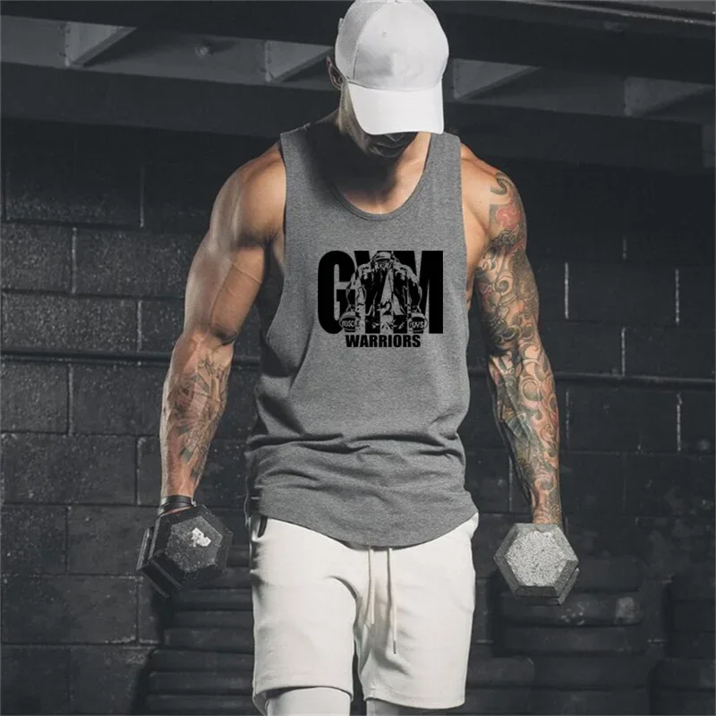 

Summer Undershirt Cotton Breathable Clothing Gym Bodybuilding Sport Sleeveless Tank Tops Mens Fitness Muscle Workout T-shirts