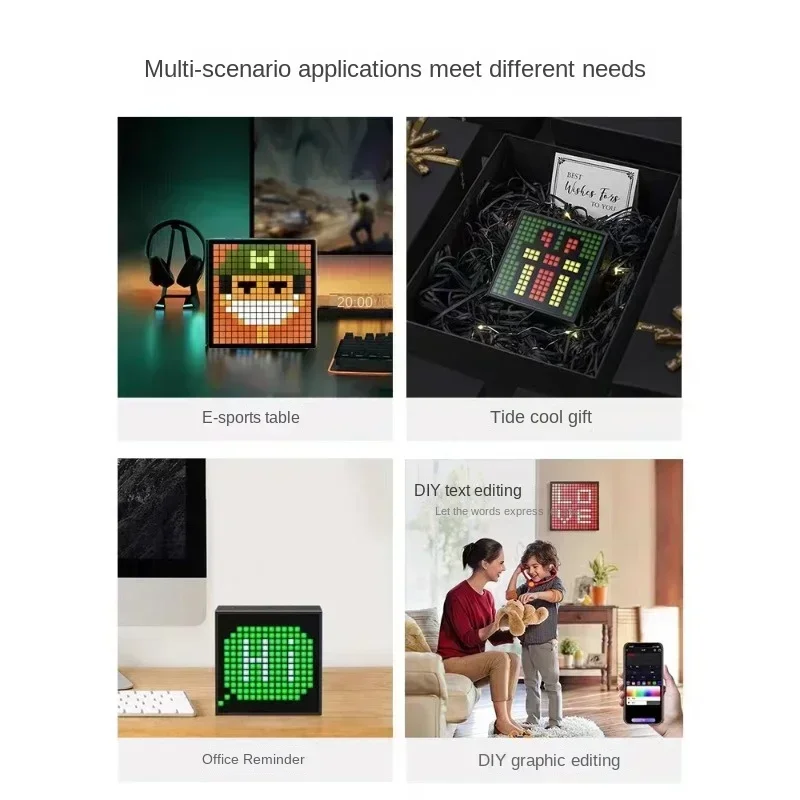 Cheap And Fine Smart Pixel Alarm Clock Timer Multifunctional Display Photo Frame LedDIY Creative Gifts Pixel Screen Ambient Ligh