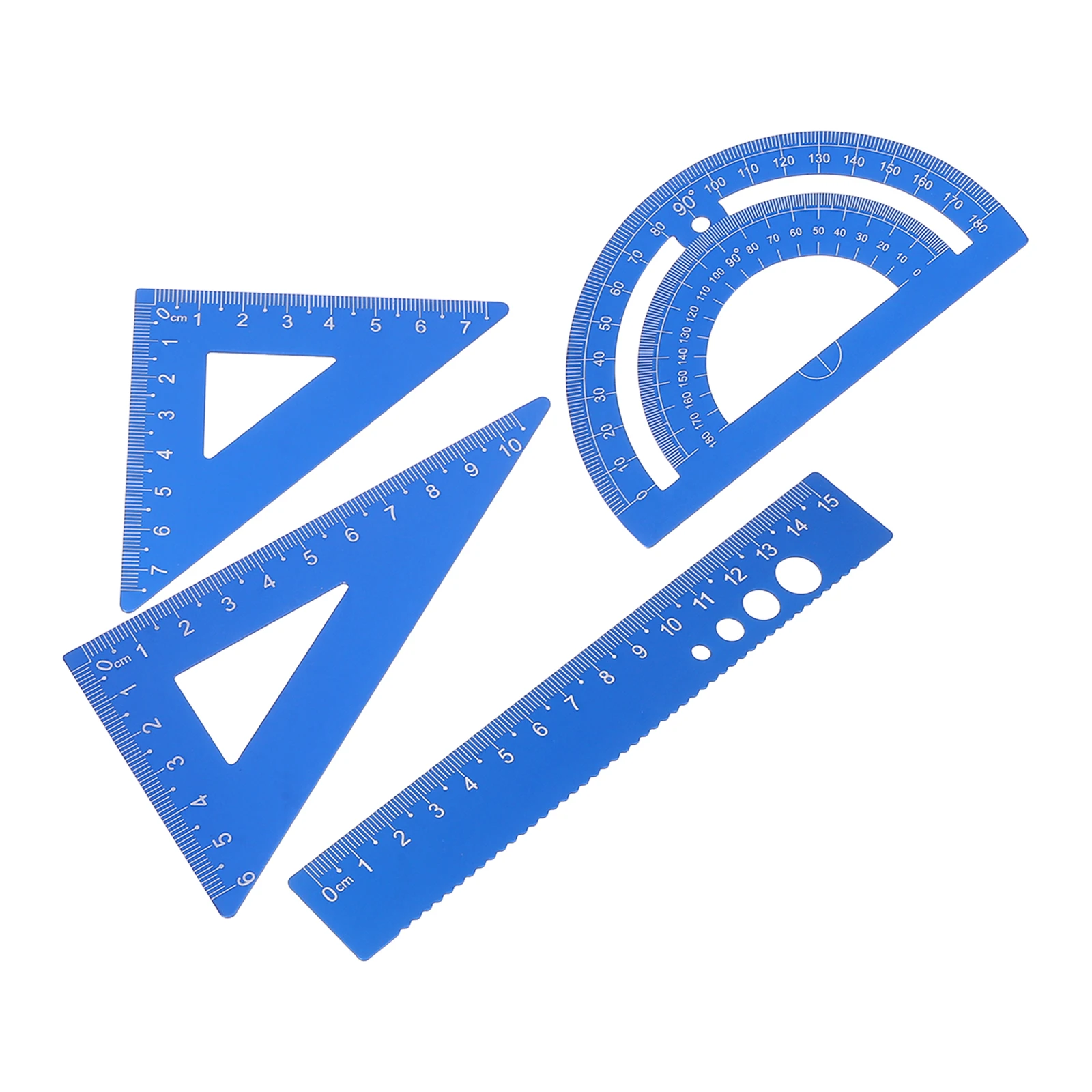 

Geometric Protractor Set Ruler Aluminum Alloy Triangular Centimeter Triangle Blue Child Drawing Tools Metal Ruler Set Student