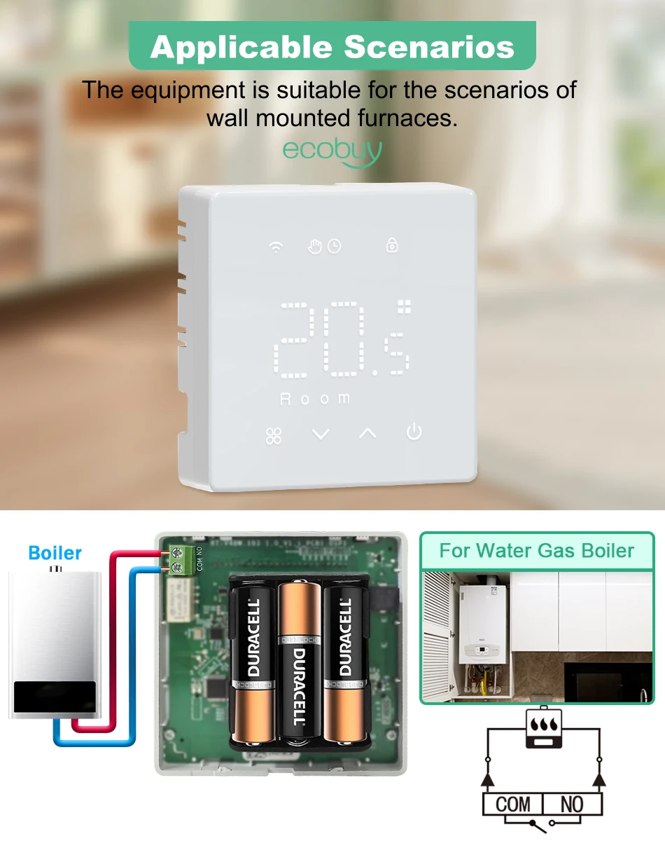 

Tuya Wifi Boiler Thermostat Wifi Thermostat Battery-Powered Gas Boiler Thermostat Temperature Controller Alexa Google Home