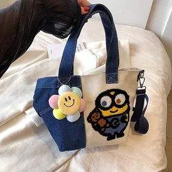 Minions Bob Cartoon Canvas Bag Kawaii Anime Crossbody Bag Fashion Handbag Casual All-Match Satchel Tote zaino regalo ragazzi ragazze