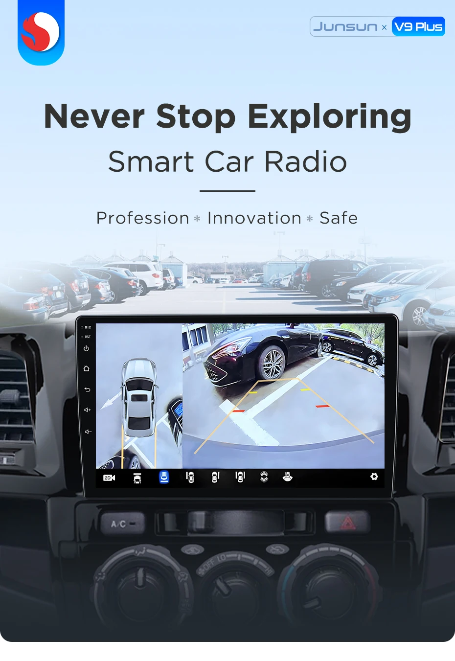 Junsun 360° ° Panoramakamera-Autoradio für Toyota Fortuner Hilux Revo Vigo 2007–2015 Wireless CarPlay Android Auto Stereo GPS – Detail 3