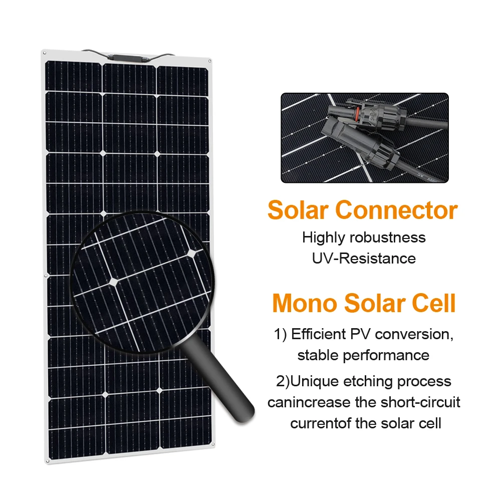 150W 21.6V Semi- Flexible Solar Panel Module balcony photovoltaic PV 150 WATT CELL for home boat camper 12v /24V battery charger