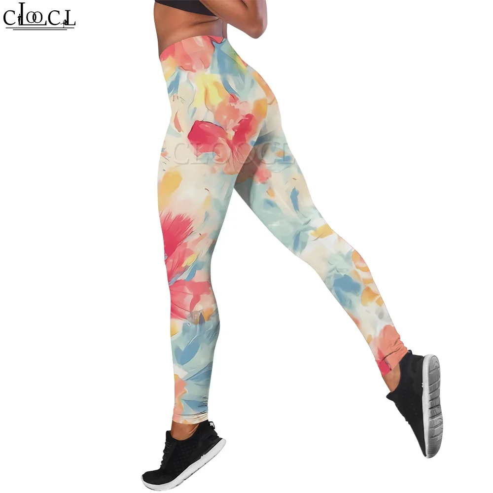 

CLOOCL Seamless Leggings Women Watercolor Floral Printing Leggings Fashion High Waist Fitness Trousers Elegant Yoga Pants