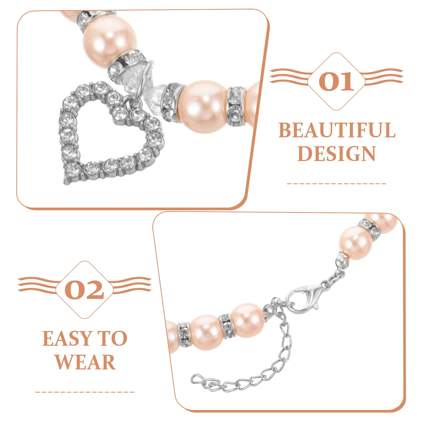 

Pearl Necklace Pearls Dog Jewelry Cat Crystal Heart Pendant European and for Women Small Dogs
