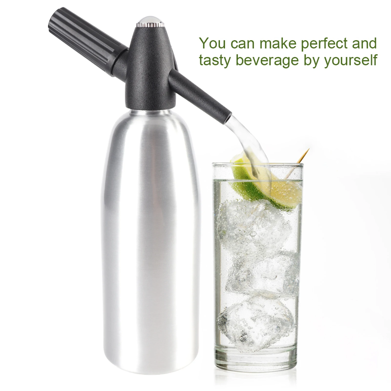 

1L Soda Siphon Bottle Professional Alloy Soda Siphon Carbonated Seltzer Water Maker with Pressure Regulator for Juice Cocktail