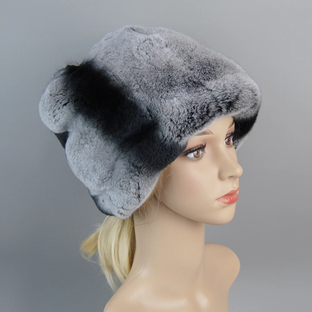 2024 Fashion Brand New Women Winter Rex Rabbit Fur Hat For Women Russian Real Fur Knitted Caps Headwear Winter Warm Beanie Hats