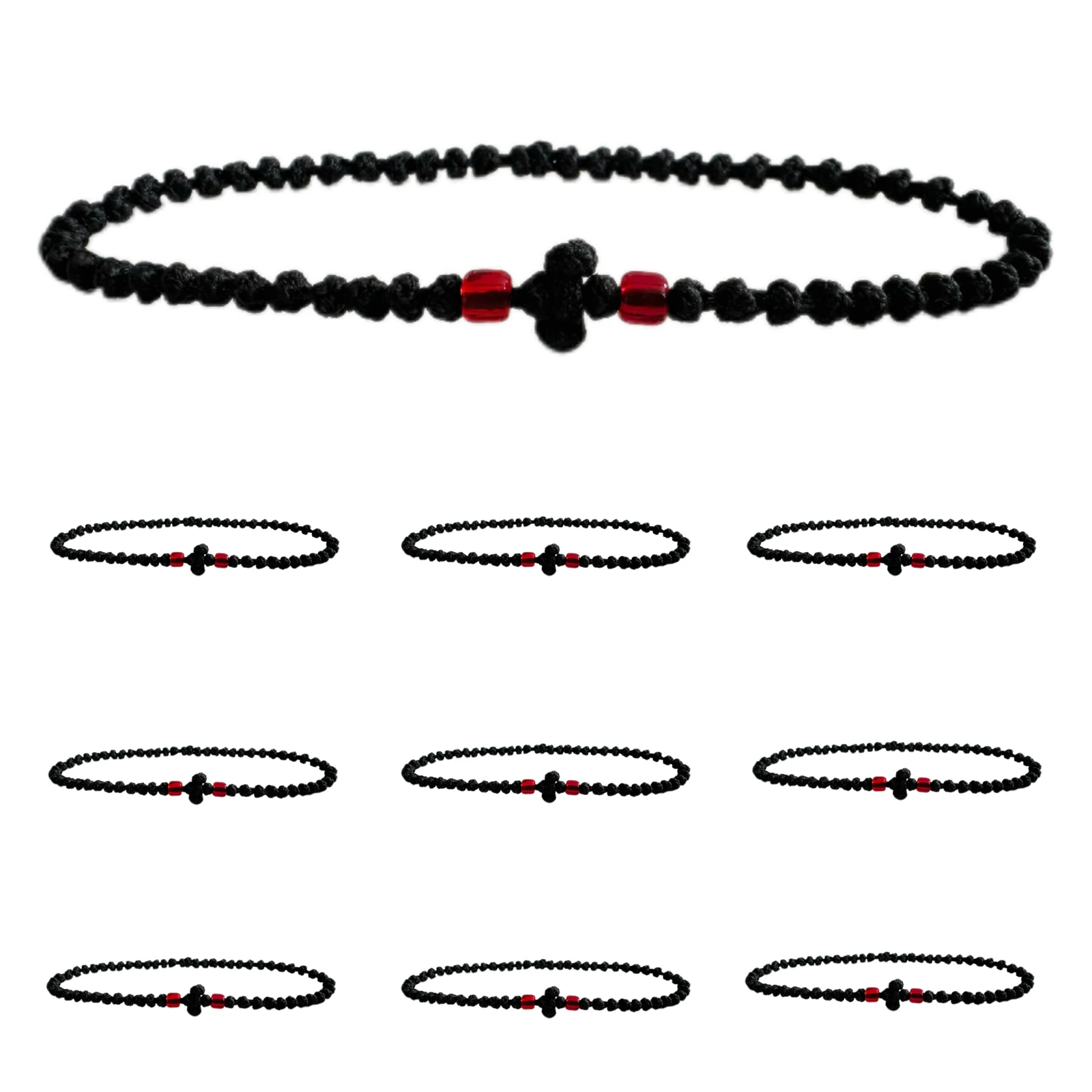 10 pièces perles de prière hommes Bracelet béni grec chrétien orthodoxe à la main corde de prière Komboskoini Chotki cadeau religieux pour hommes