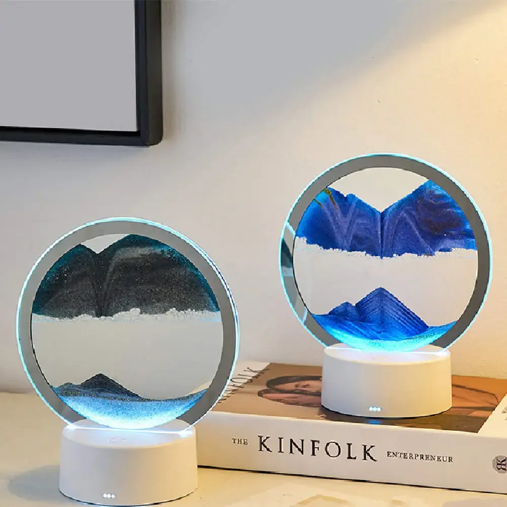 

Quicksand Lamp Decorative Creative Gift Art Picture Round Glass Hourglass Night Light Bedside Light Home bedroom decoration